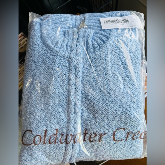 Coldwater Creek 🆕 2X Cotton Textured blue zip cardigan new in original package - Picture 3 of 10